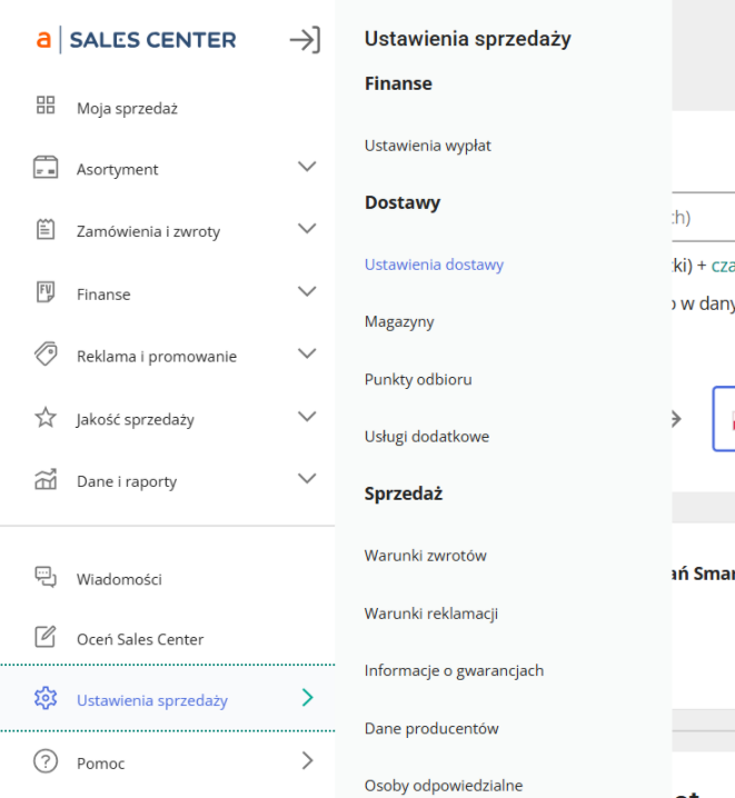 Instrukcja dodawania dostawy międzynarodowej w sales center na Allegro