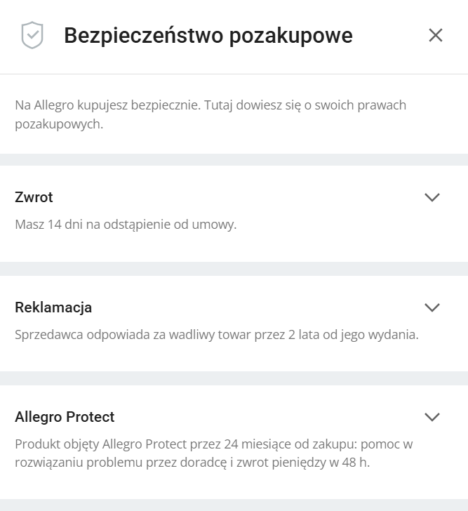 Przekroczenie terminu zwrotu paczki na Allegro - zgłoszenie, jak to wygląda wewnątrz apki