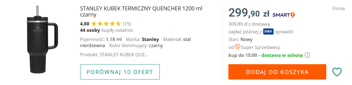 Up-selling - możliwości na Allegro. Przykład produktu z ofertą Allegro Smart!