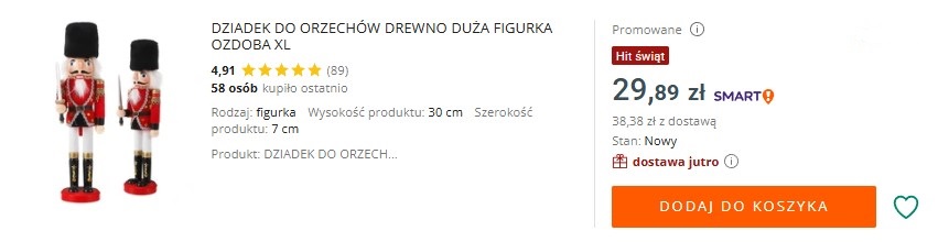 Przykład oferty z Allegro - promowanie produktów po świętach Bożego Narodzenia 2024